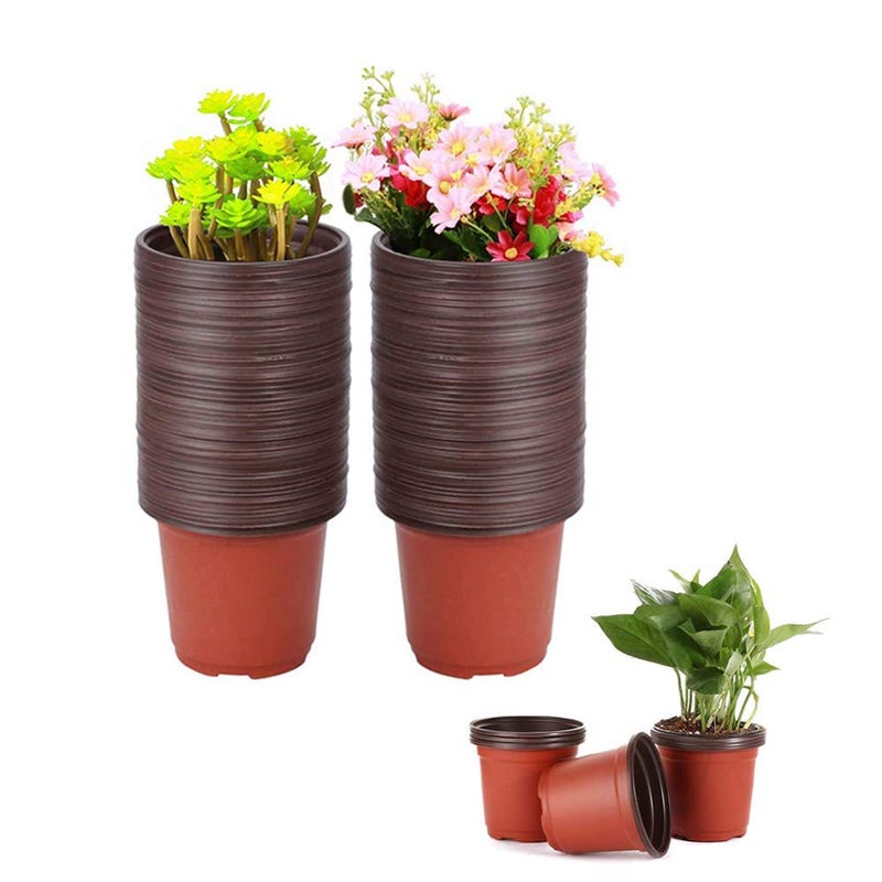 Baaxxango 100 Pcs 3.5 Inch Plastic Seedlings Plants,Nursery Pots,Seed Starting Pot for Succulents, Seedlings, Cuttings, Transplanting - Image 1
